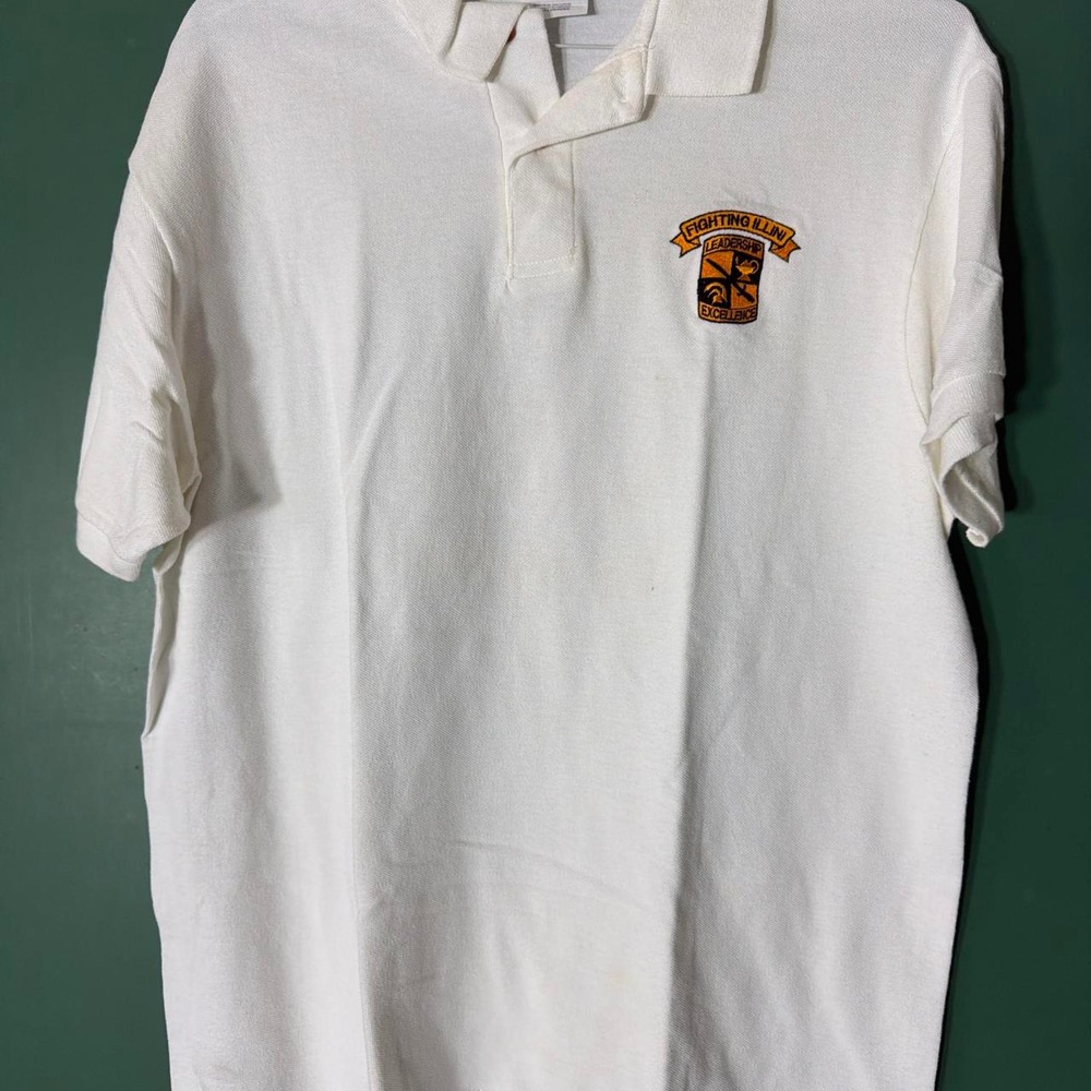 Vintage 90s Hanes ROTC Fighting Illini Leadership Excellence Polo Shirt L